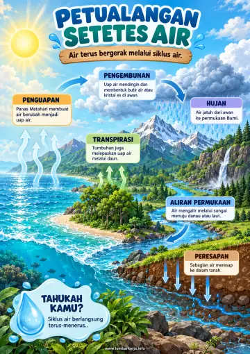 Petualangan Setetes Air Mengenal Siklus Air - Poster / Infografis