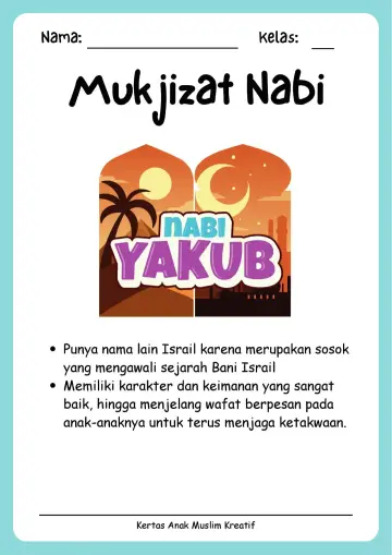 Lembar Kerja PAUD: Mengenal Kisah dan Mukjizat Nabi Yaqub As - Lembar Kerja
