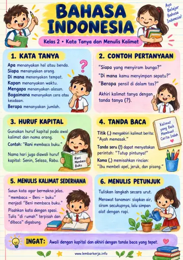 Bahasa Indonesia Kelas 2 Sd Kata Tanya dan Menulis Kalimat - Rangkuman Materi