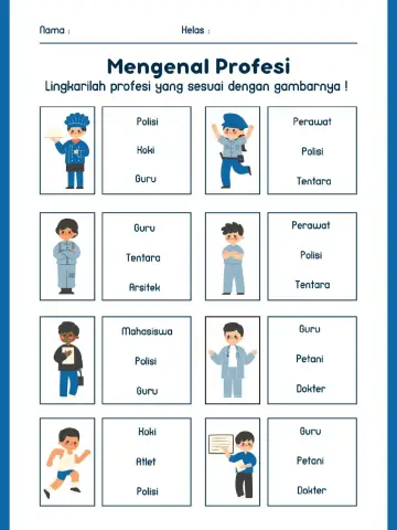 Lingkari Nama Profesi Pekerjaan Sesuai Gambar - Lembar Kerja
