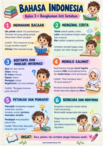 Bahasa Indonesia Kelas 3 Sd Rangkuman Inti Setahun - Rangkuman Materi