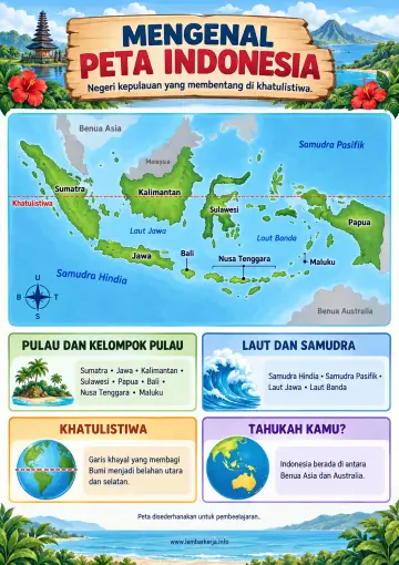 Mengenal Peta Indonesia Letak Geografis dan Samudra - Poster / Infografis