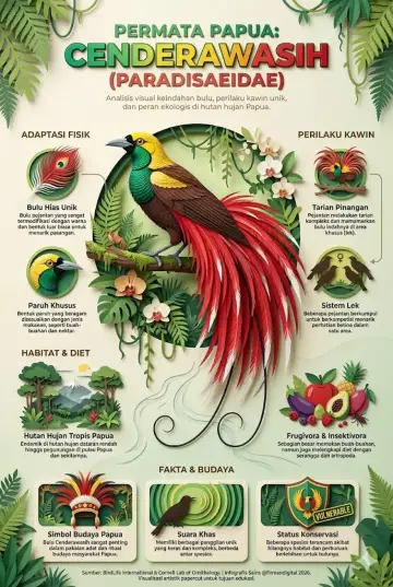 Permata Papua Cenderawasih Paradisaeidae Adaptasi dan Perilaku - Poster / Infografis