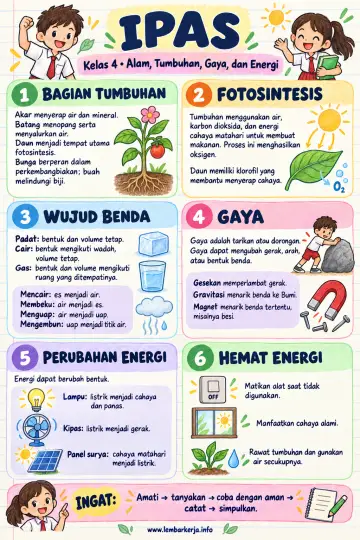 Ipas Kelas 4 Sd Alam Tumbuhan Gaya dan Energi - Rangkuman Materi