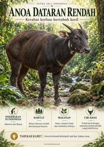 Satwa Asli Indonesia Anoa Dataran Rendah Sulawesi - Poster / Infografis