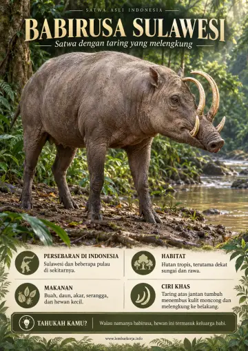 Satwa Asli Indonesia Babirusa Sulawesi - Poster / Infografis