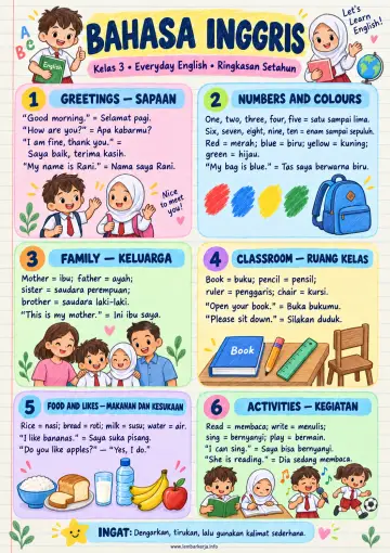 Everyday English Kelas 3 Sd Ringkasan Setahun - Rangkuman Materi
