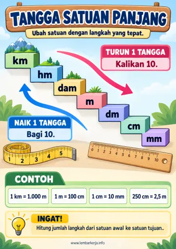 Tangga Satuan Panjang Kilometer Hingga Milimeter - Poster / Infografis