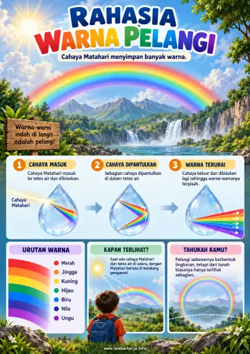 Rahasia Cahaya dan Terbentuknya Pelangi - Poster / Infografis