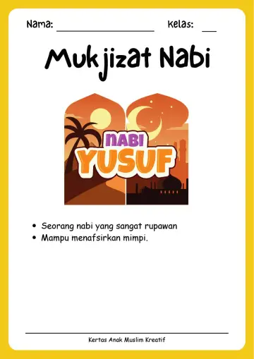 Lembar Kerja PAUD: Mengenal Kisah dan Mukjizat Nabi Yusuf As - Lembar Kerja