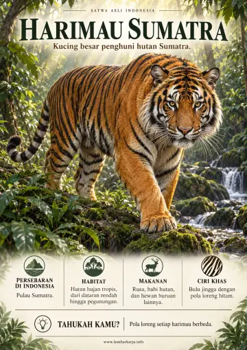 Satwa Asli Indonesia Harimau Sumatra Kucing Besar - Poster / Infografis