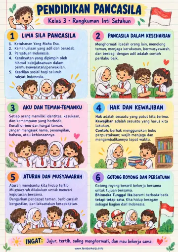 Pendidikan Pancasila Kelas 3 Sd Rangkuman Inti Setahun - Rangkuman Materi