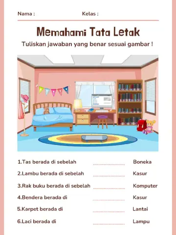 Memahami Posisi Tata Letak Benda Dalam Ruang - Lembar Kerja