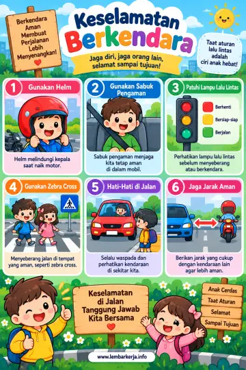 Keselamatan Berkendara dan Tertib Berlalu Lintas untuk Anak - Poster / Infografis