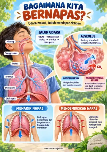 Bagaimana Kita Bernapas Sistem Pernapasan Manusia - Poster / Infografis