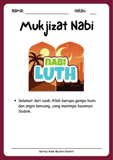 Lembar Kerja PAUD: Mengenal Kisah dan Mukjizat Nabi Luth As - Lembar Kerja
