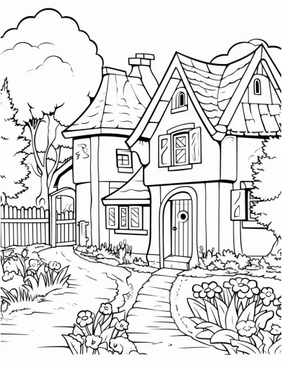 Gambar Mewarnai Rumah Cantik & Asri: Melatih Kreativitas Anak - PDF Gratis