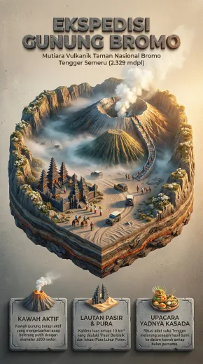 Poster Edukasi Gunung Bromo : Geografi & Budaya - Siap Cetak