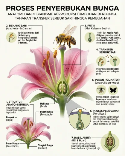 Proses Penyerbukan Bunga & Anatomi Lengkap : Poster IPA - PDF