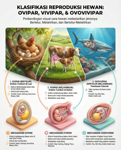 Belajar Ovipar Vivipar: Poster Hewan Lucu Tema Rajut - Siap Cetak