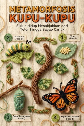 Daur Hidup Metamorfosis Kupu-Kupu : Poster Estetik Anak - PDF